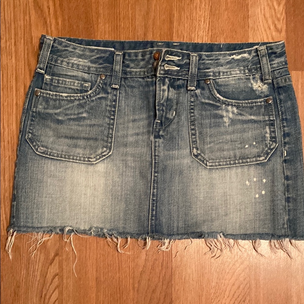 YMI Blue Distressed Mini Denim Skirt
